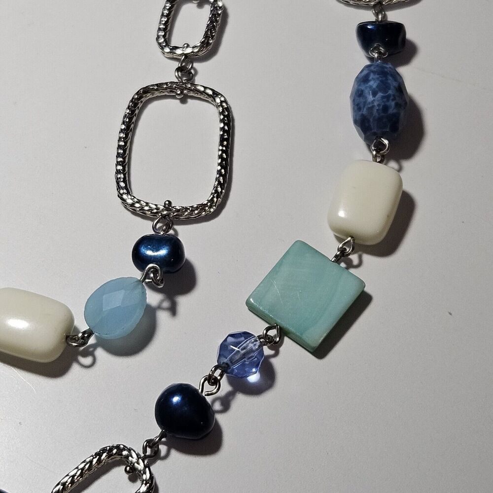 Lia Sophia VISTA Necklace w/ FW Pearl Rivershell Blues White 40"